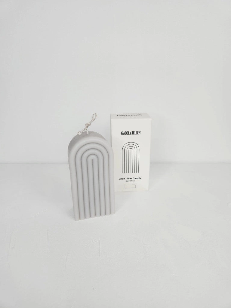 Gabel & Teller Arched Pillar Candle 12x6cm - Lunar Grey