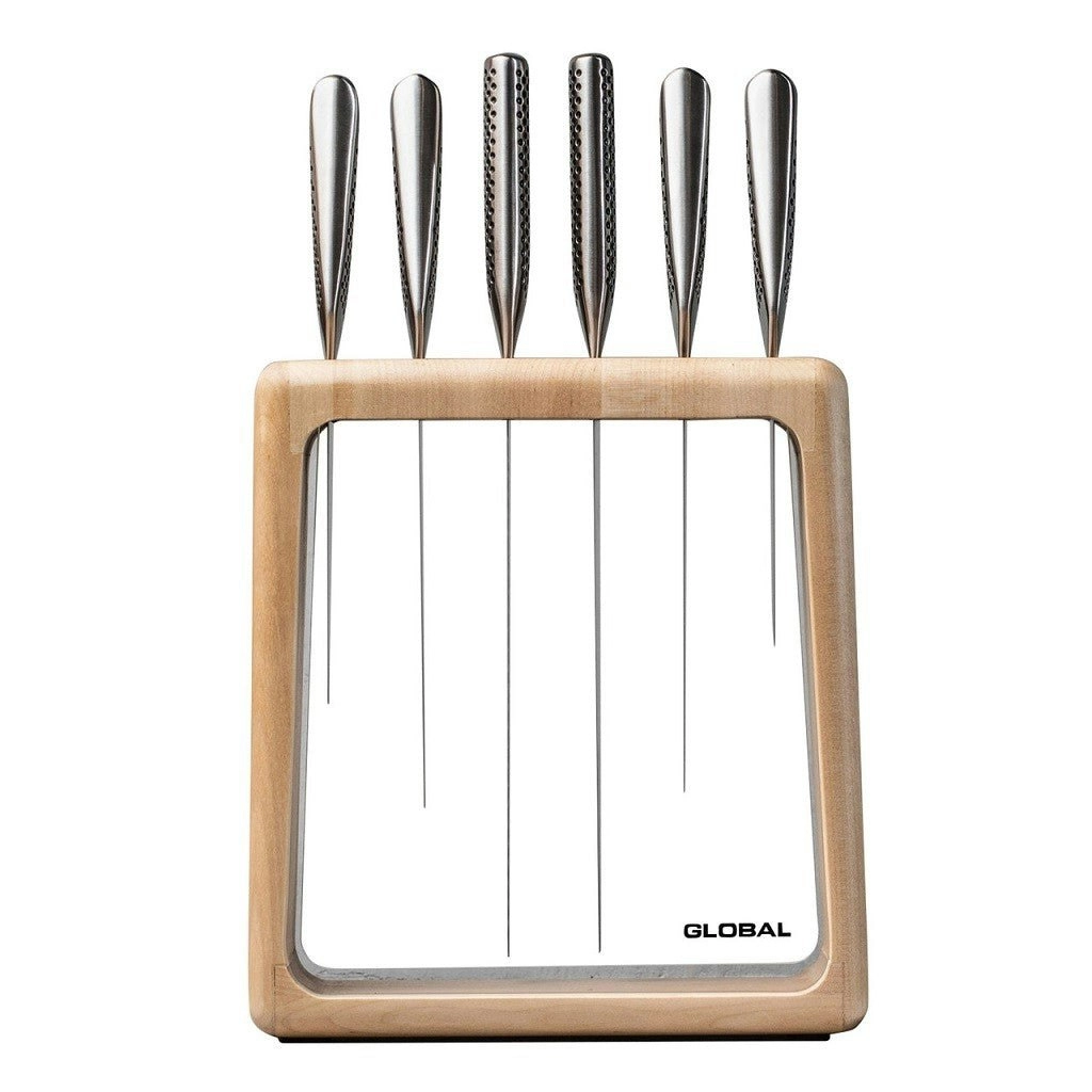 Global Hashira 7 Piece Knife Block - Maple