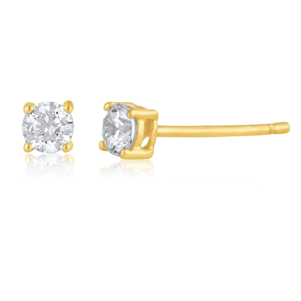 9ct Yellow Gold 3mm Cubic Zirconia Round Studs