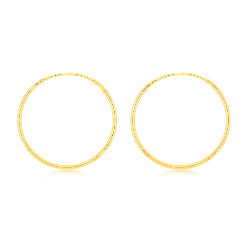 9ct Yellow Gold Plain 15mm Sleeper Earrings