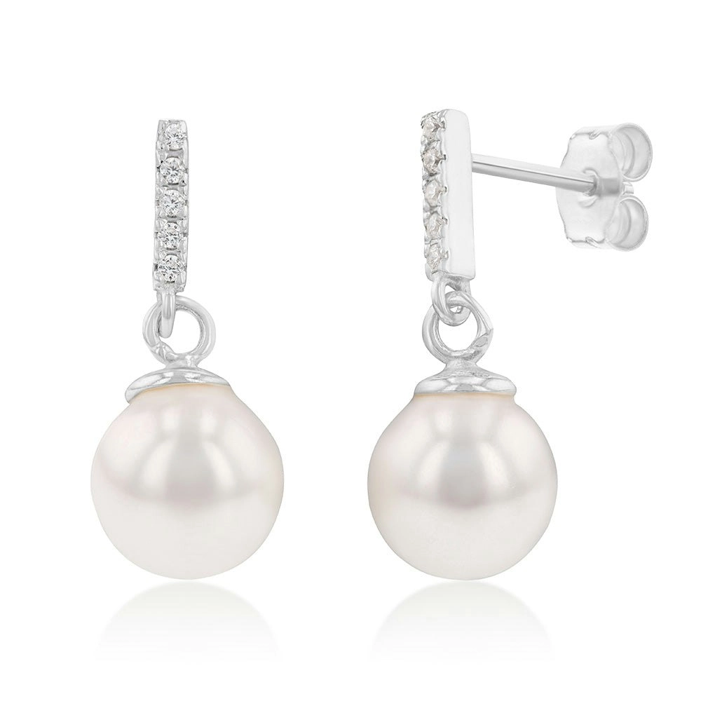 Sterling Silver Swarovski Pearl Drop Earrings