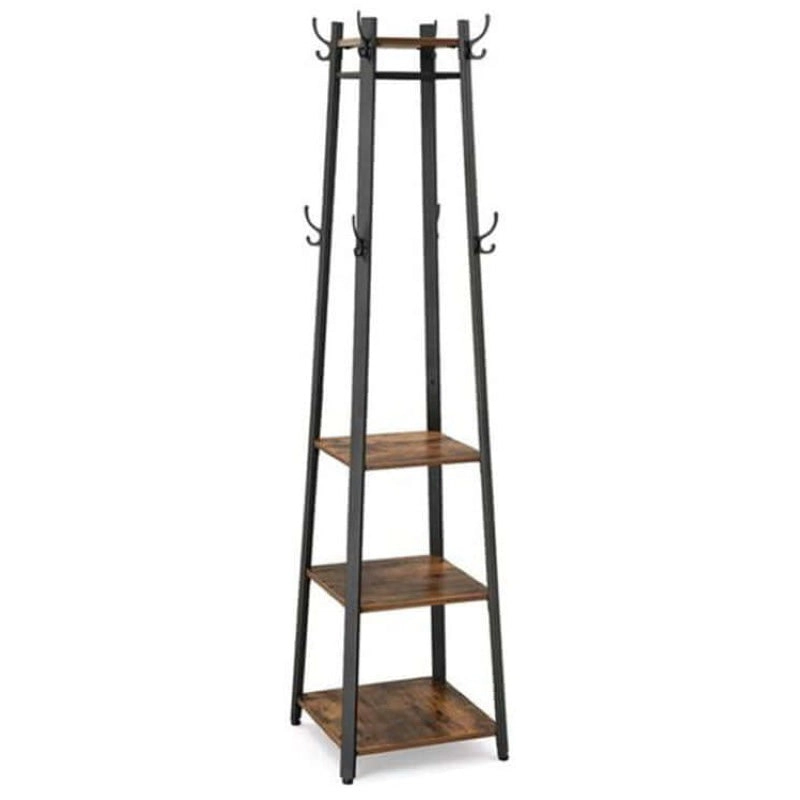 Industrial Coat Rack/Stand with Hooks | VASAGLE 3-Shelf