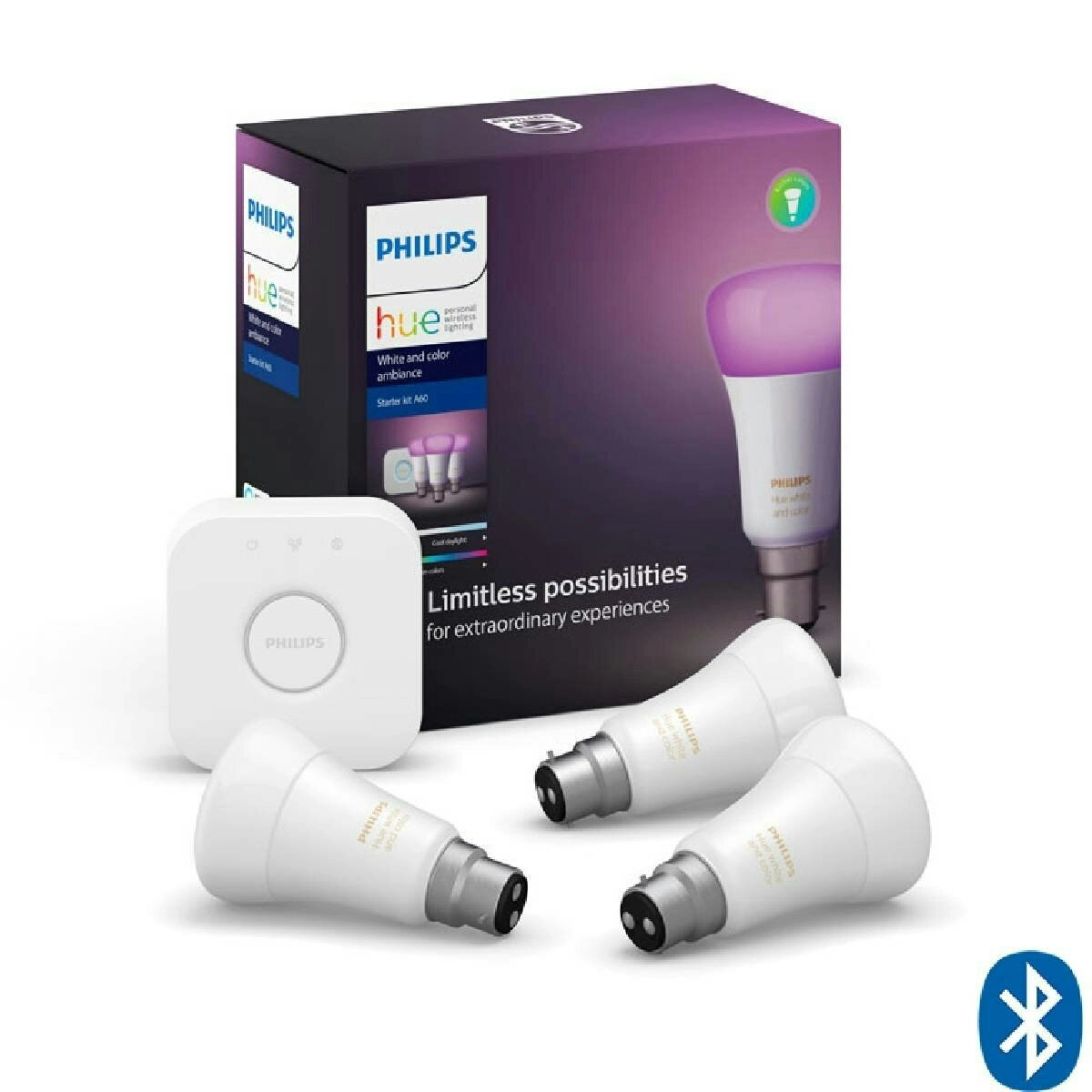 Philips Hue White Colour Ambiance B22 Starter Kit With Bluetooth