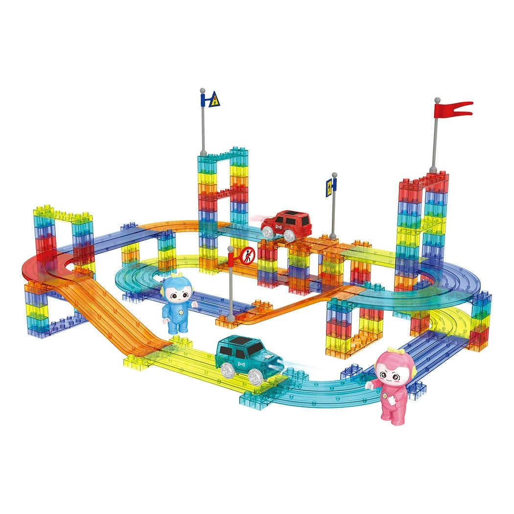 Kids Magnetic Tiles Blocks Railcar Building Educational Toys Children Gift Play 154PCS