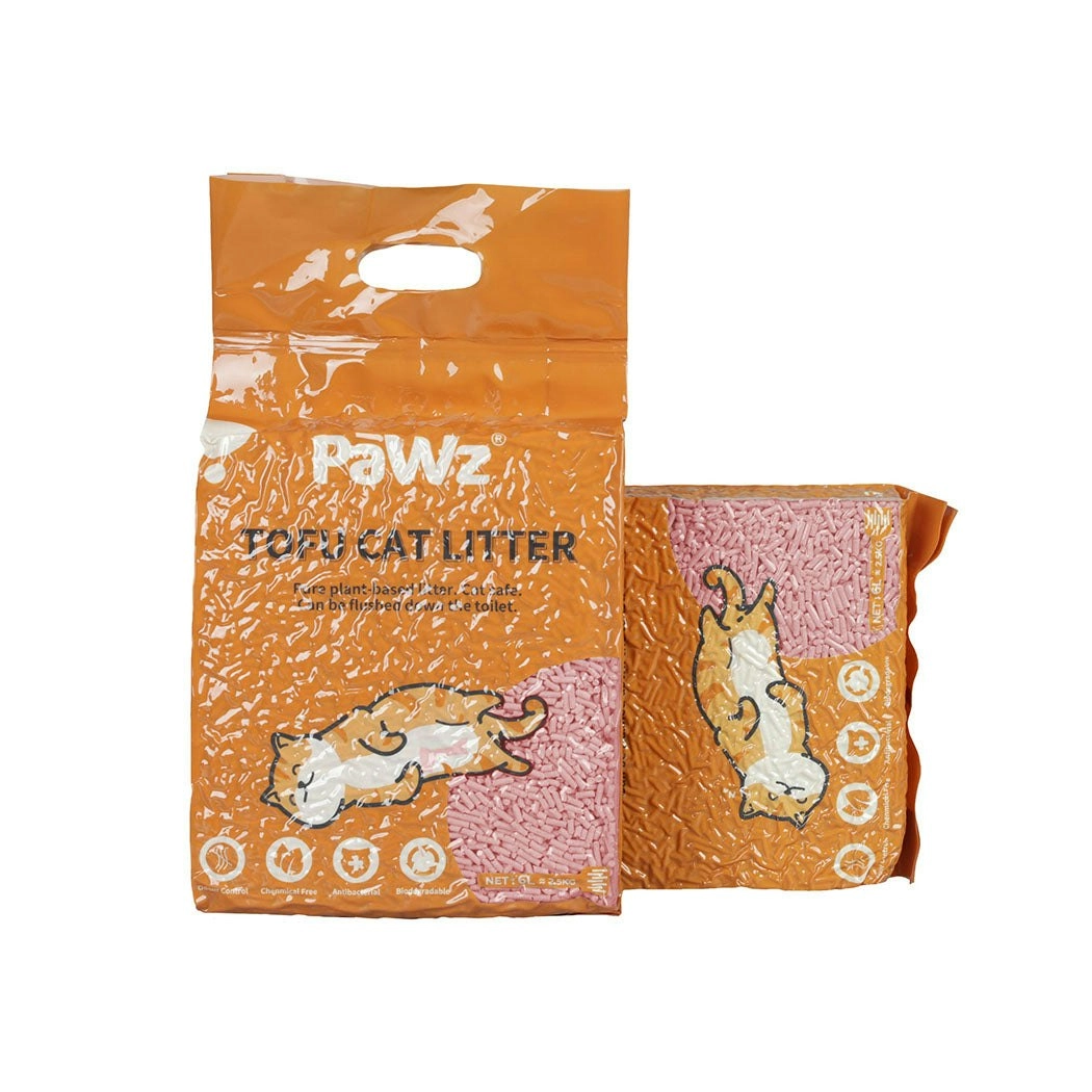 Pawz 2.5kg Tofu Cat Litter Clumping Flushable Fast Super Absorben Watermelon x4