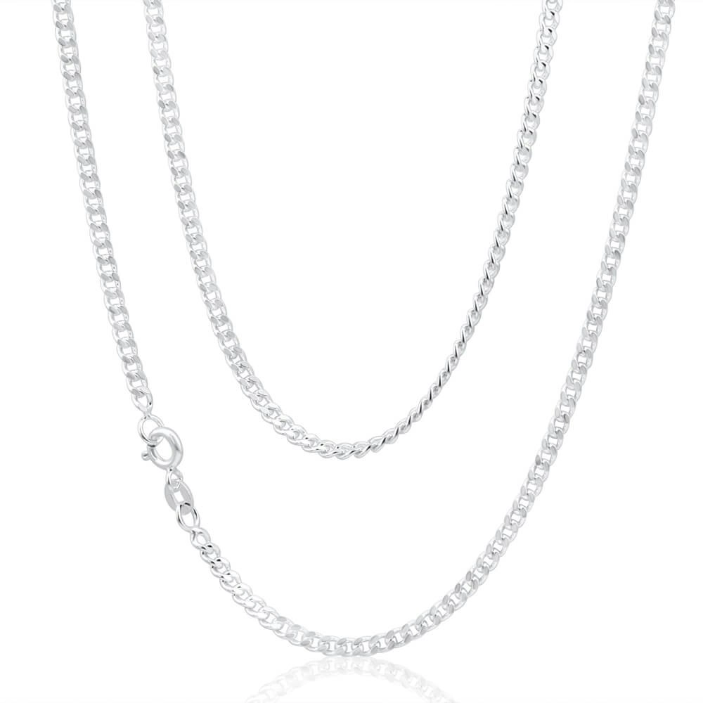 Sterling Silver 80 Gauge Diamond Cut 45cm Curb Chain