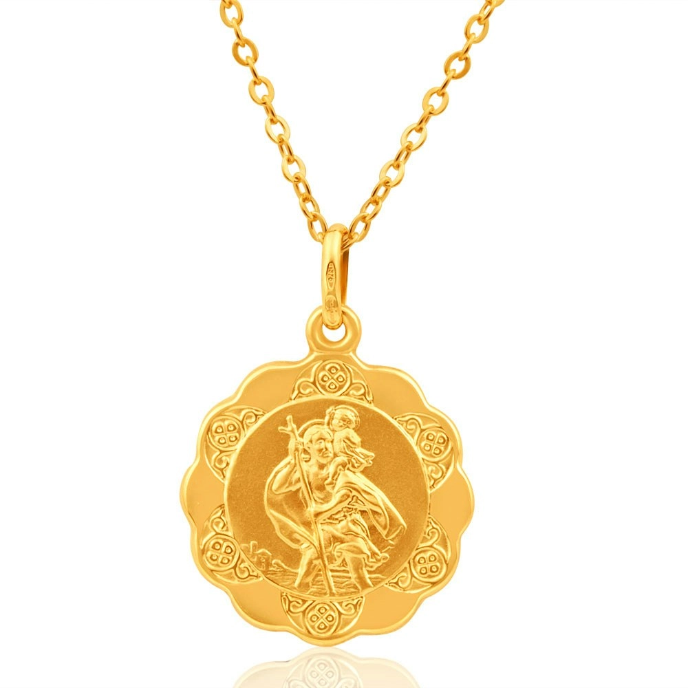 9ct Yellow Gold 18mm St Christopher Pendant