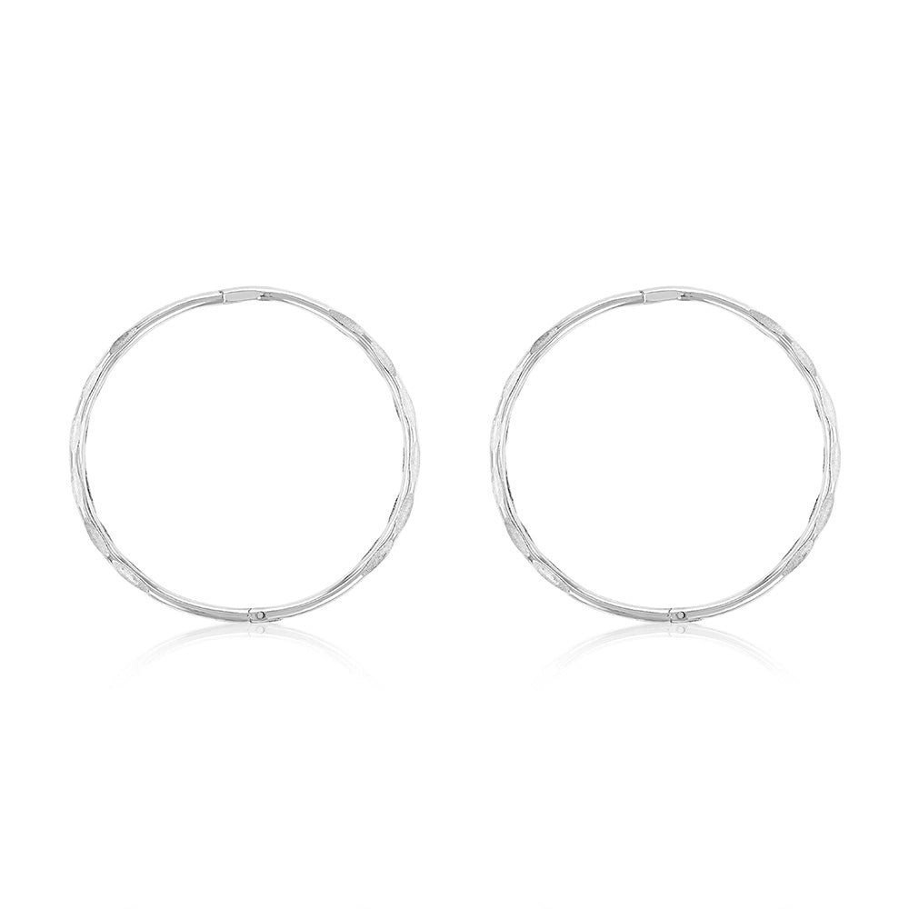 Sterling Silver Facet 25mm Sleeper Earrings