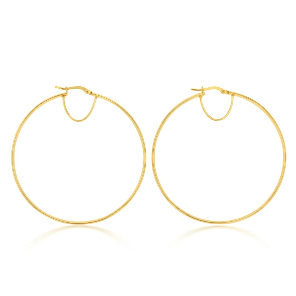 9ct Silverfilled Yellow Gold Plain 50mm Hoop Earrings