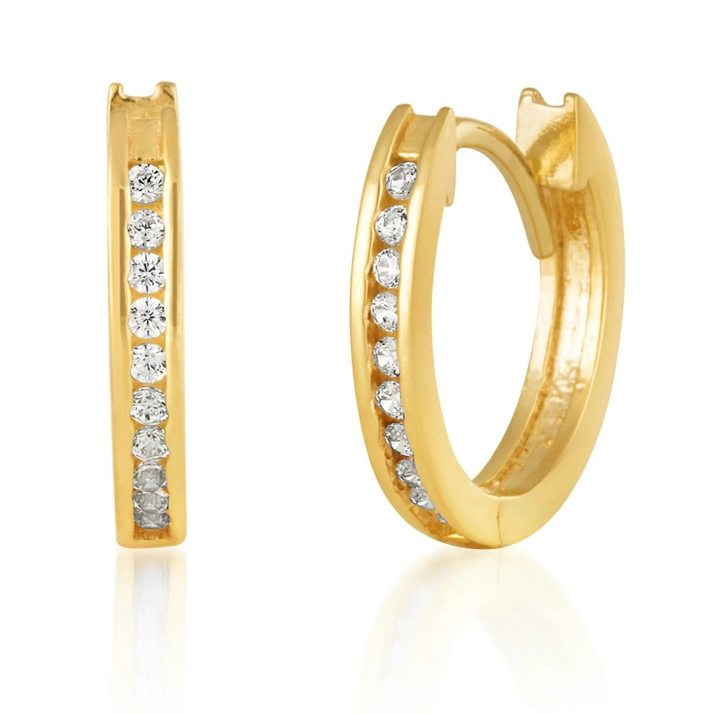 9ct Yellow Gold Zirconia Hoop Earrings