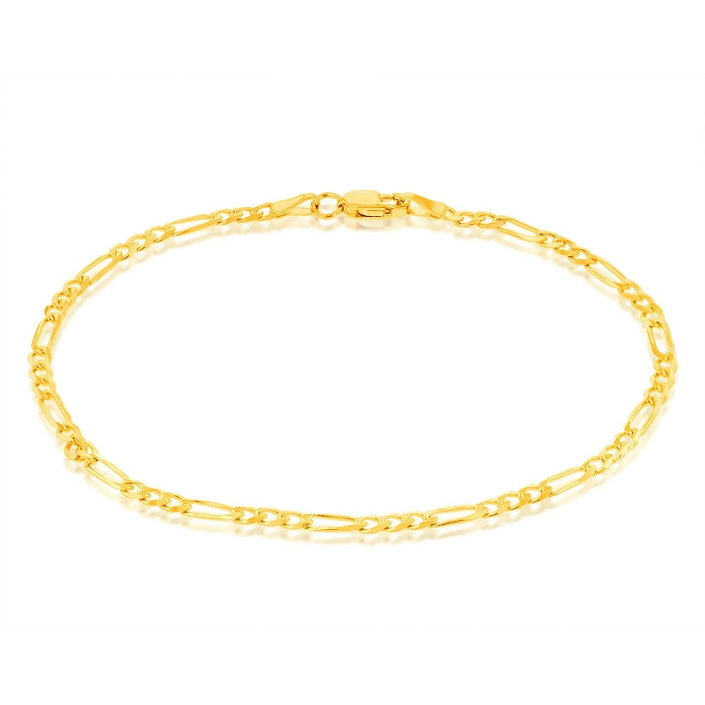 9ct Yellow Gold Fancy 70 Gauge 19cm Figaro 1:3 Bracelet