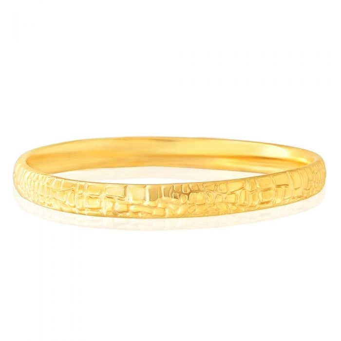 9ct Yellow Gold Silver Filled Diamond Cut Bangle