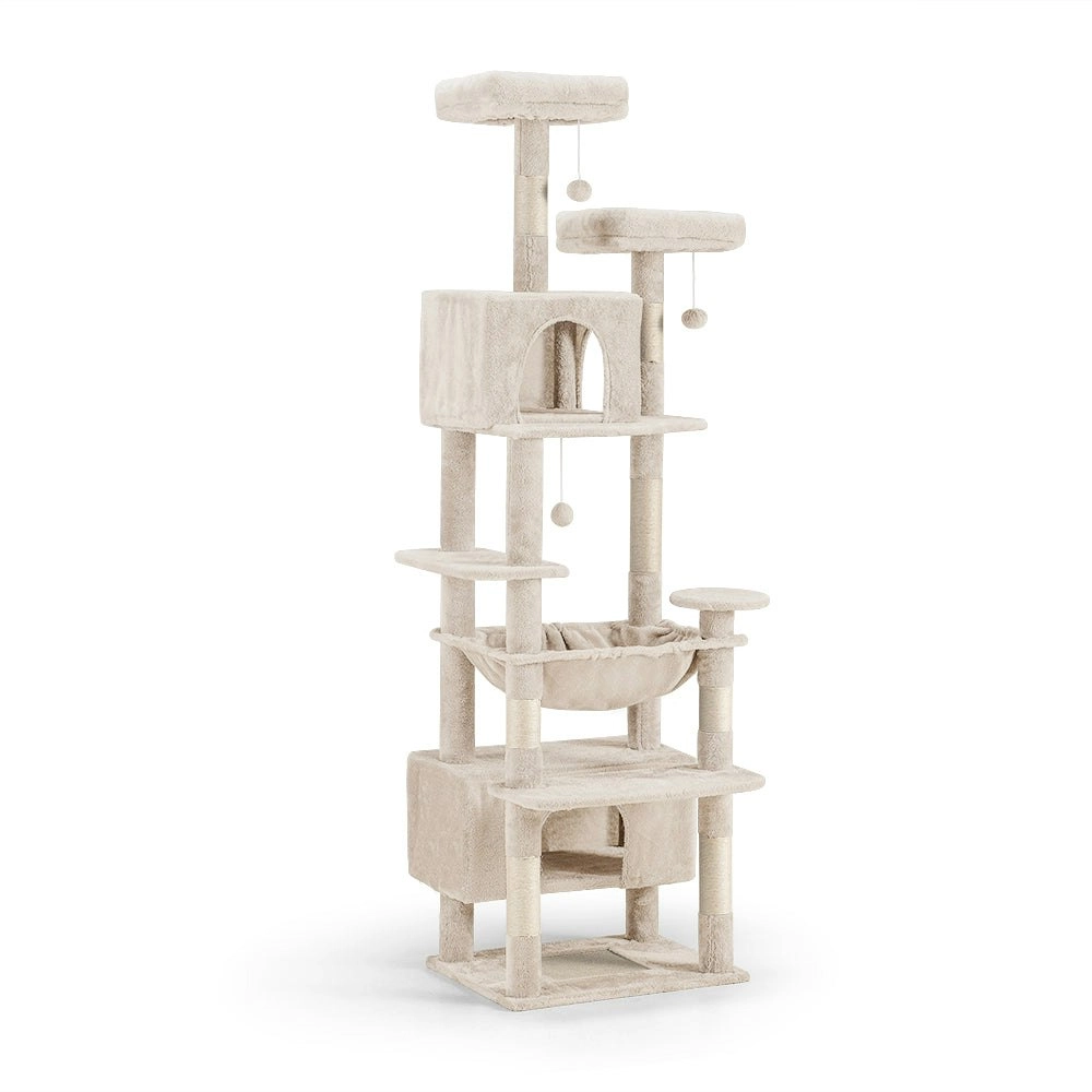 Petzly Cat Tree Tower Scratching Post Scratcher Condo House Bed 180cm Beige