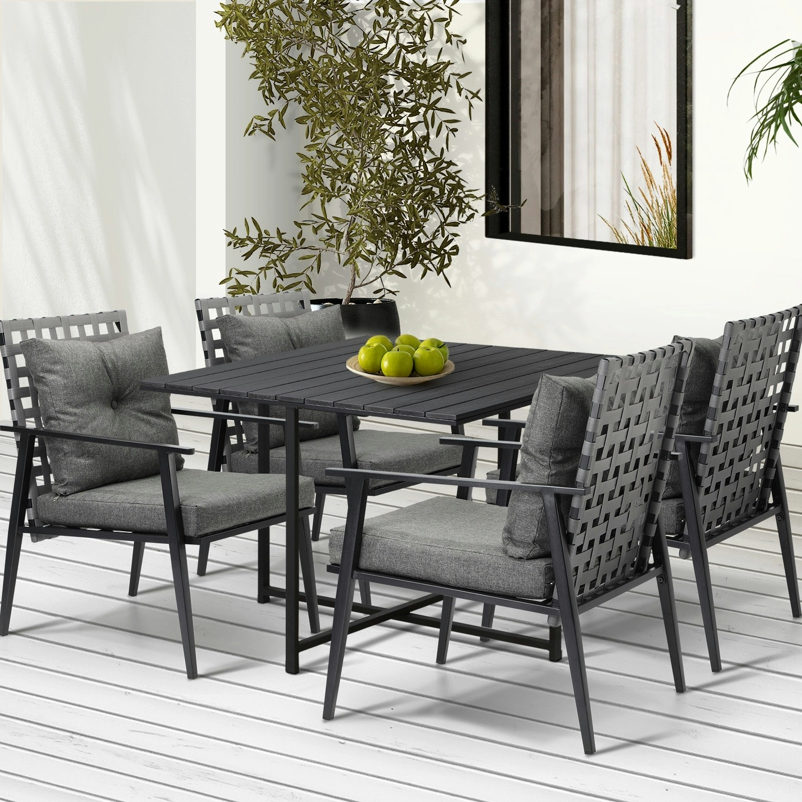 Livsip Outdoor Dining Set Patio Furniture Setting Rattan Chairs and Chairs 5PCS