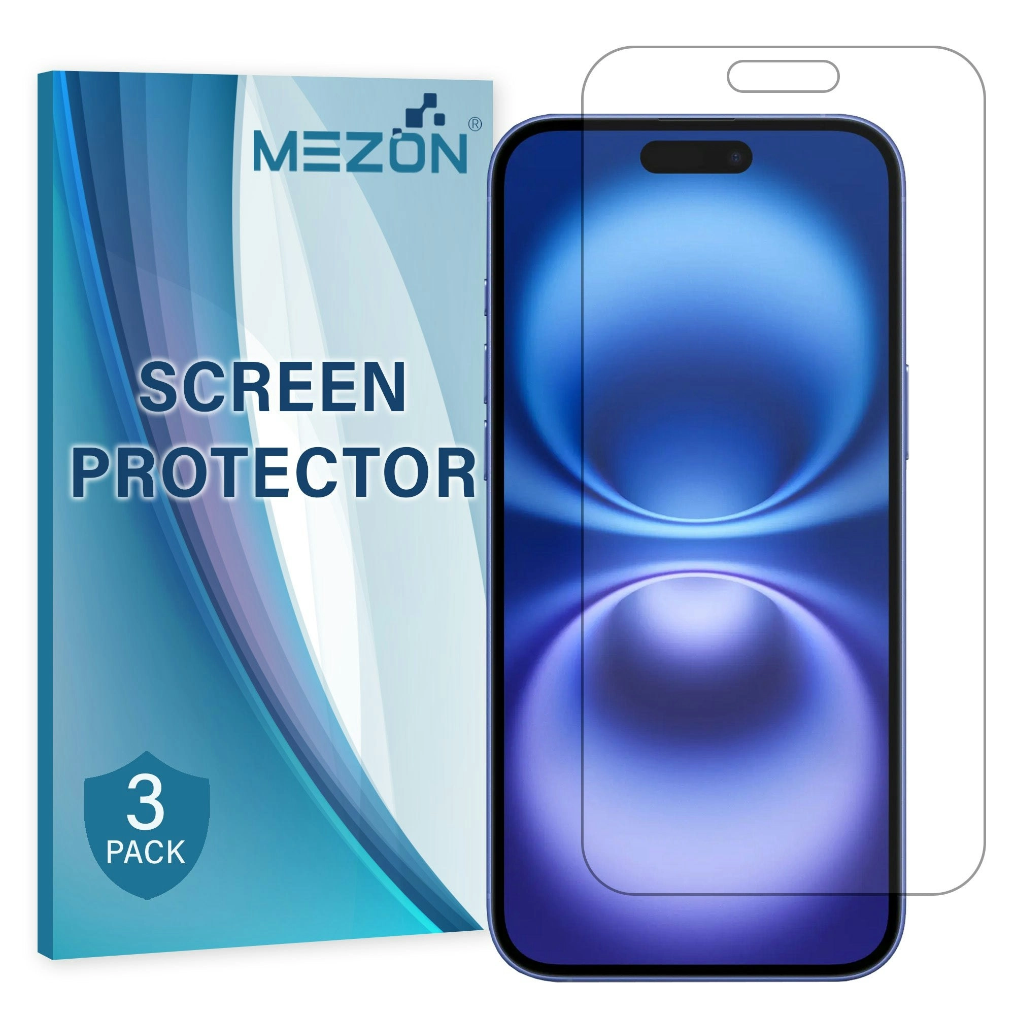 [3 Pack] MEZON iPhone 16 (6.1") Premium Hydrogel Clear Edge-to-Edge Full Coverage Screen Protector Film