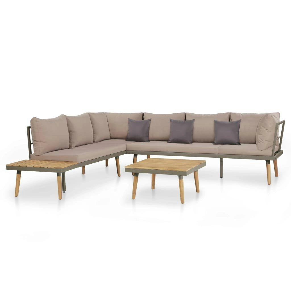 4 Piece Garden Lounge Set with Cushions Solid Acacia Wood Brown 44239