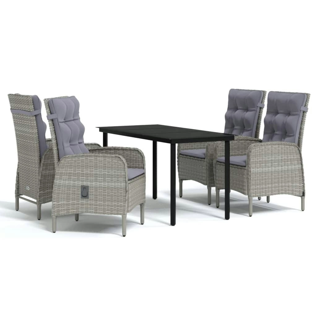 5 Piece Outdoor Dining Set with Cushions Grey and Black 3099361