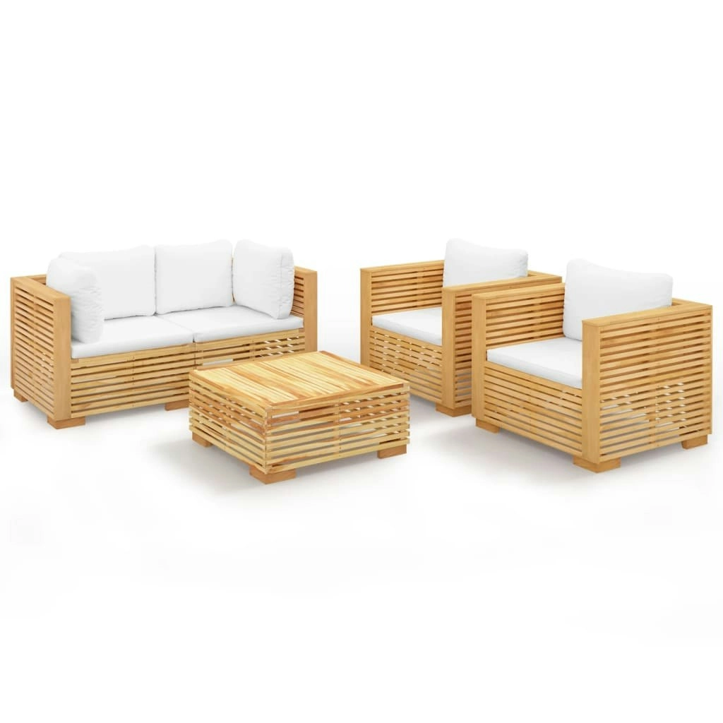 5 Piece Garden Lounge Set with Cushions Solid Wood Teak 3100869