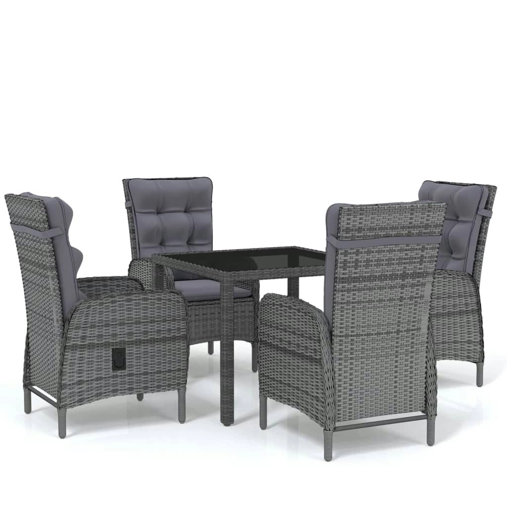 5 Piece Garden Dining Set Poly Rattan Grey 3058500