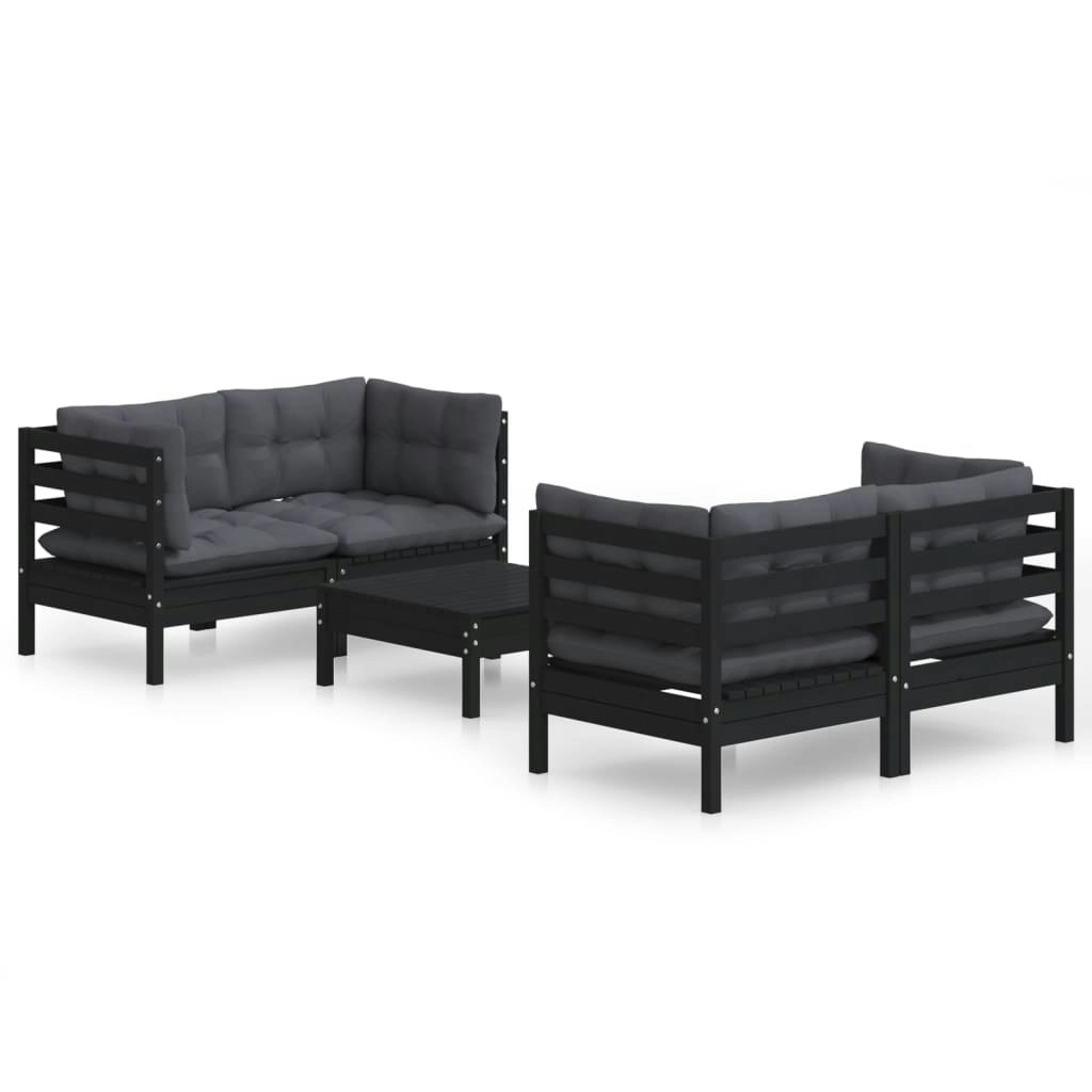 5 Piece Garden Lounge Set with Anthracite Cushions Pinewood 3096026