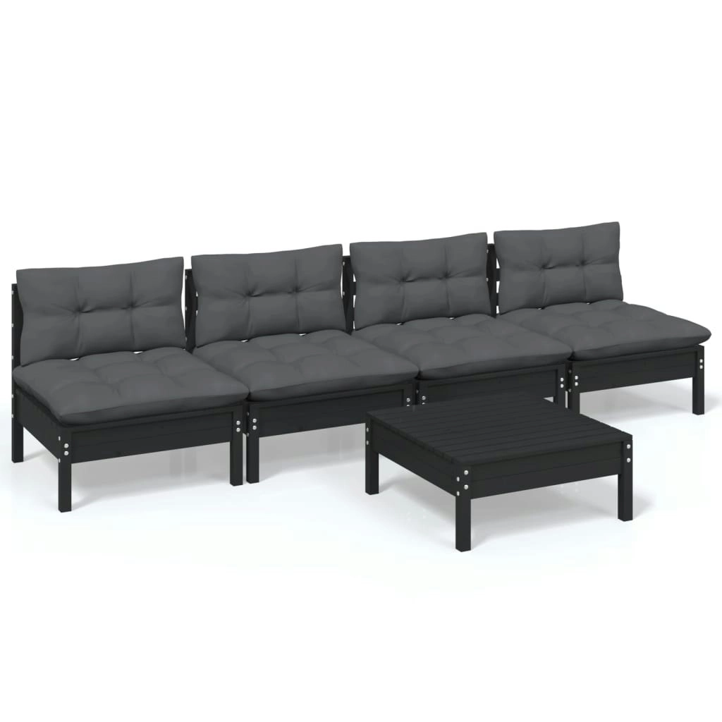 5 Piece Garden Lounge Set with Anthracite Cushions Pinewood 3096134