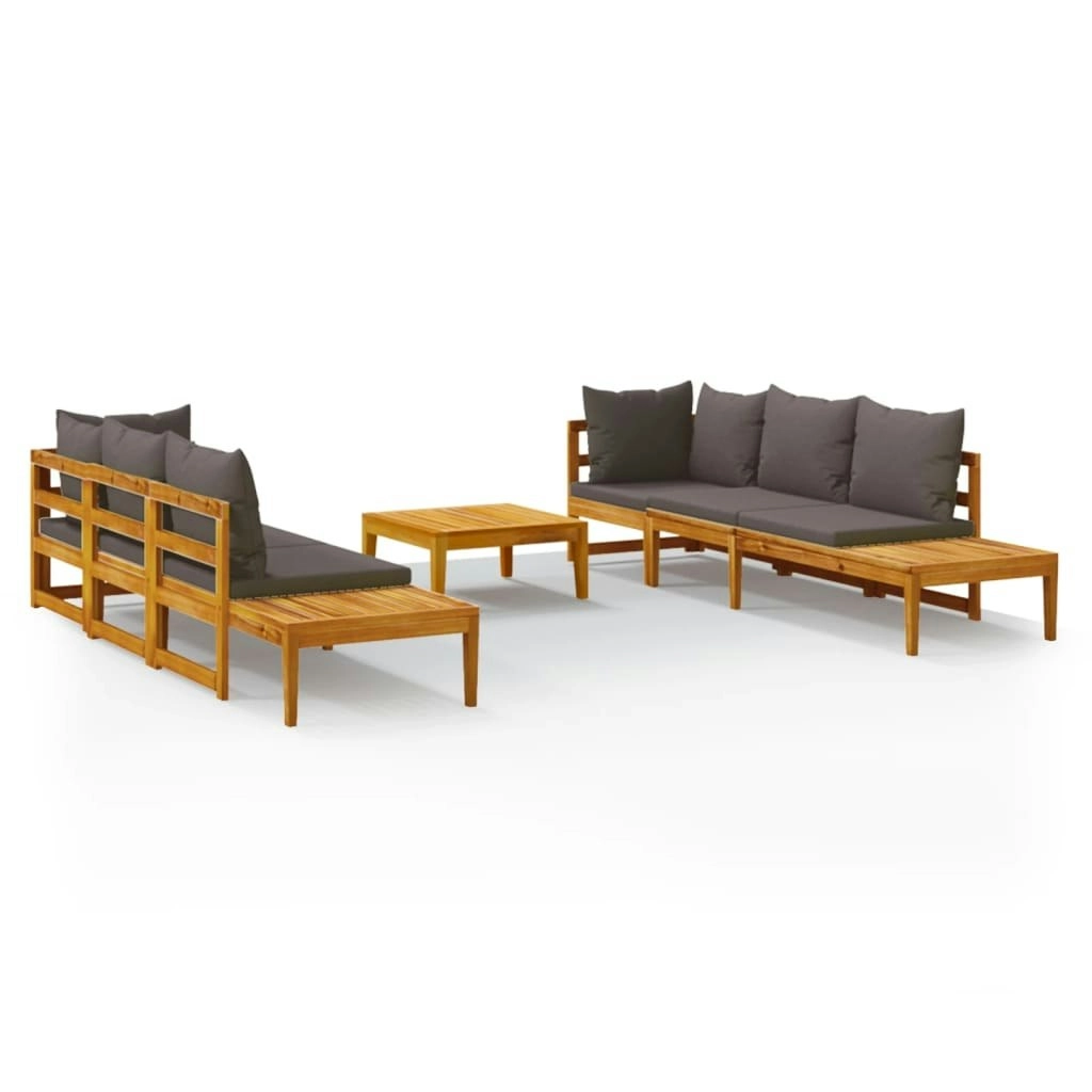 5 Piece Garden Lounge Set with Dark Grey Cushions Acacia Wood 3087275