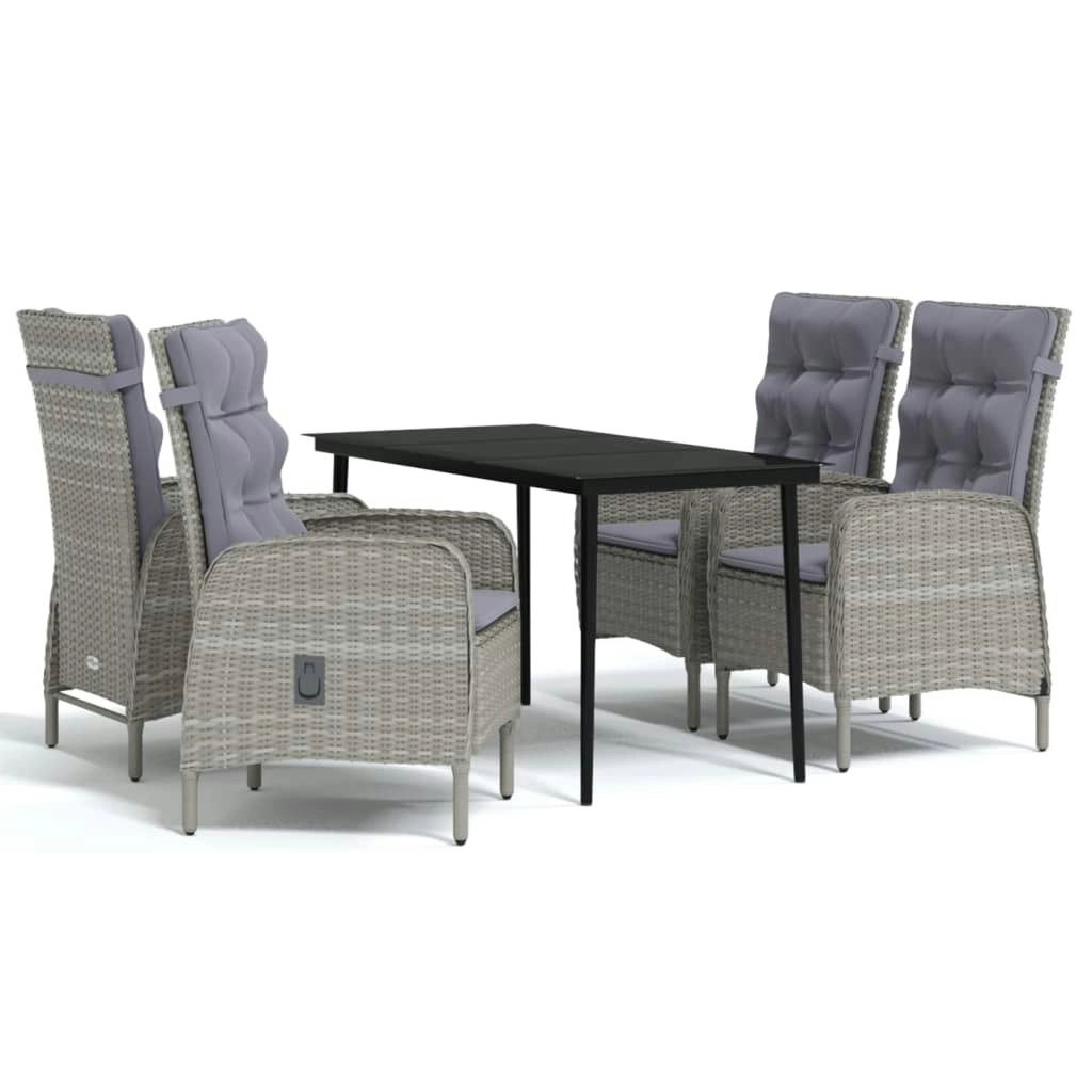 5 Piece Outdoor Dining Set with Cushions Grey and Black 3099373