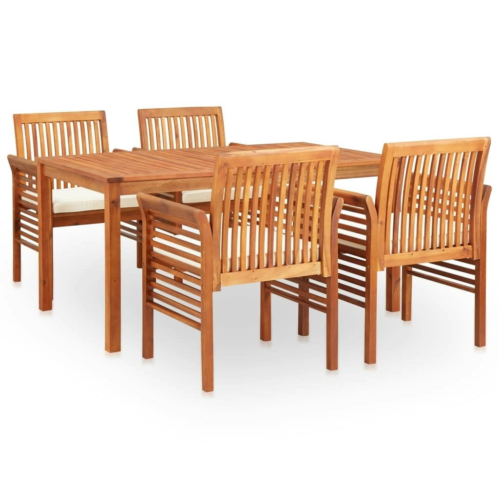 5 Piece Outdoor Dining Set with Cushions Solid Wood Acacia 278897