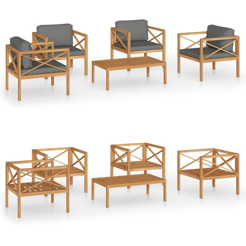 5 Piece Garden Lounge Set with Cushions Solid Wood Teak 3087263