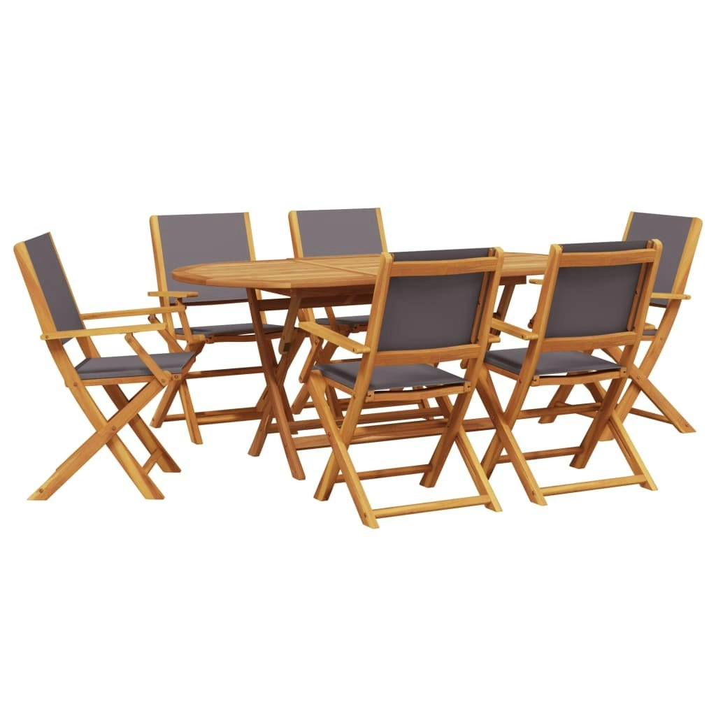 7 Piece Garden Dining Set Anthracite Fabric and Solid Wood 3281713