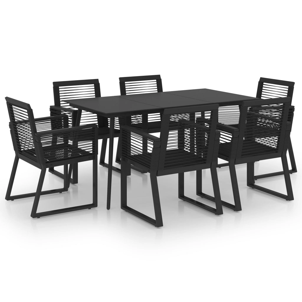 7 Piece Outdoor Dining Set PVC Rattan Black 3060216