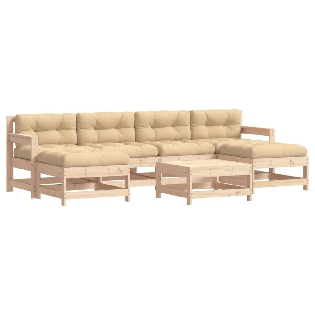 7 Piece Garden Lounge Set with Cushions Solid Wood 3185934