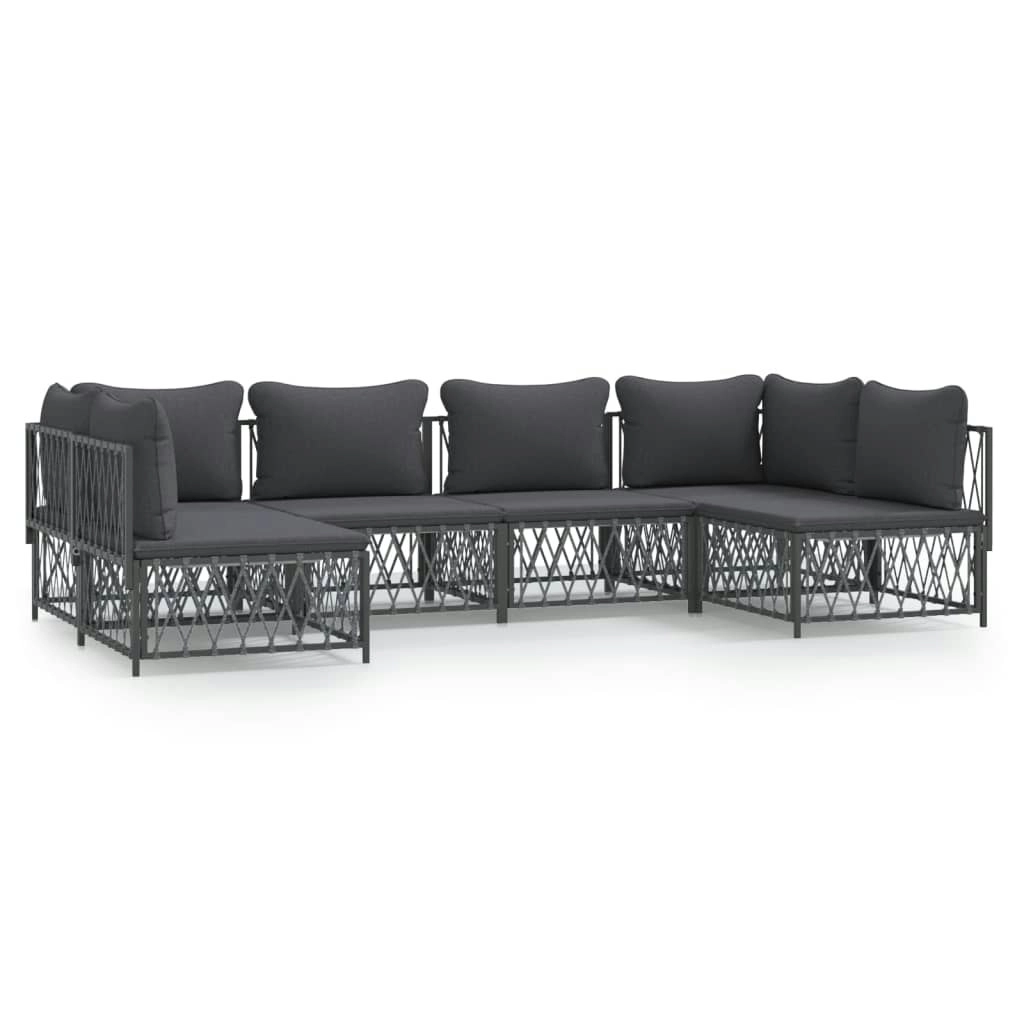 6 Piece Garden Lounge Set with Cushions Anthracite Steel 3186909