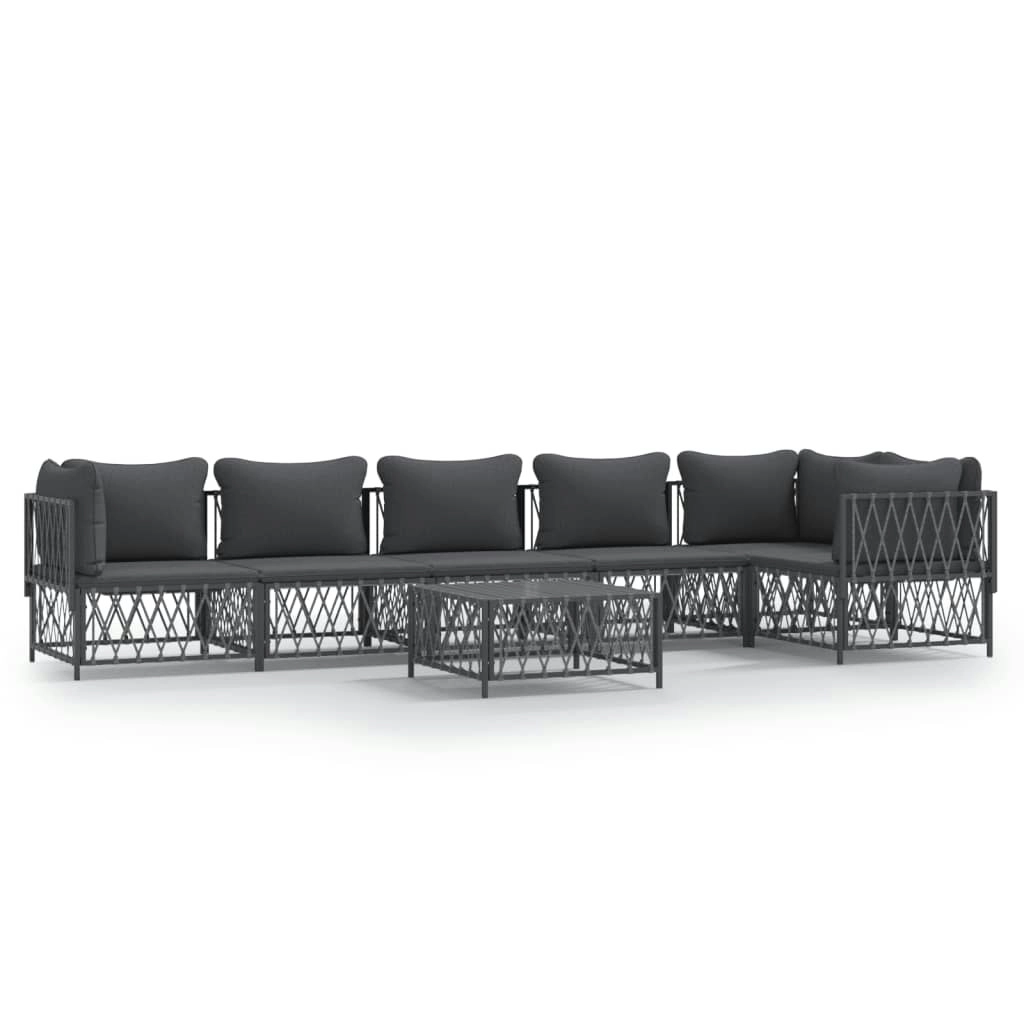 7 Piece Garden Lounge Set with Cushions Anthracite Steel 3186879