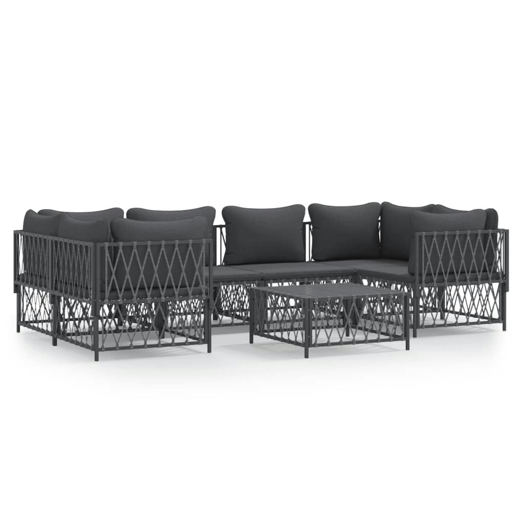 7 Piece Garden Lounge Set with Cushions Anthracite Steel 3186921