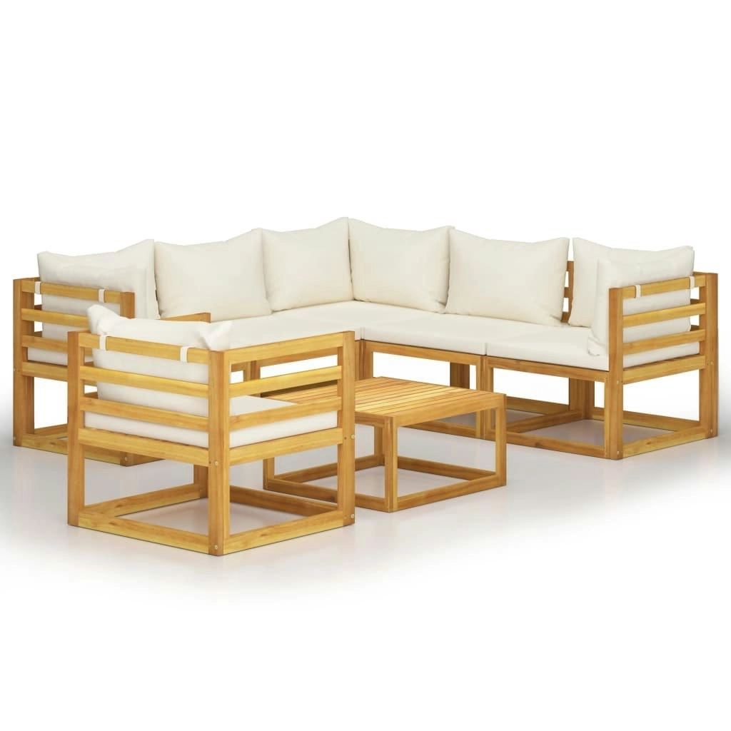 7 Piece Garden Lounge Set with Cushion Cream Solid Acacia Wood 3057644