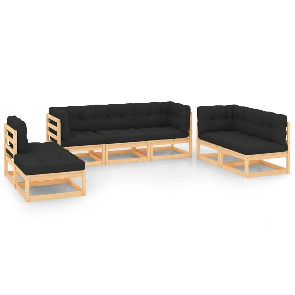 7 Piece Garden Lounge Set with Cushions Solid Pinewood 3083816