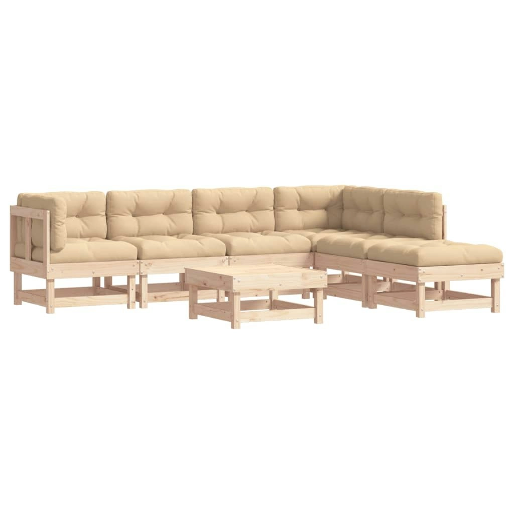 7 Piece Garden Lounge Set with Cushions Solid Wood 3185955