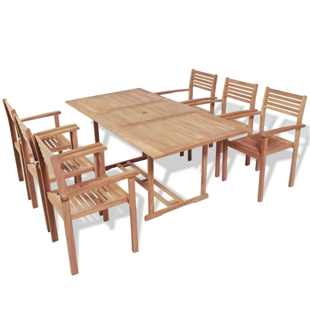 7 Piece Outdoor Dining Set Solid Teak Wood 43038