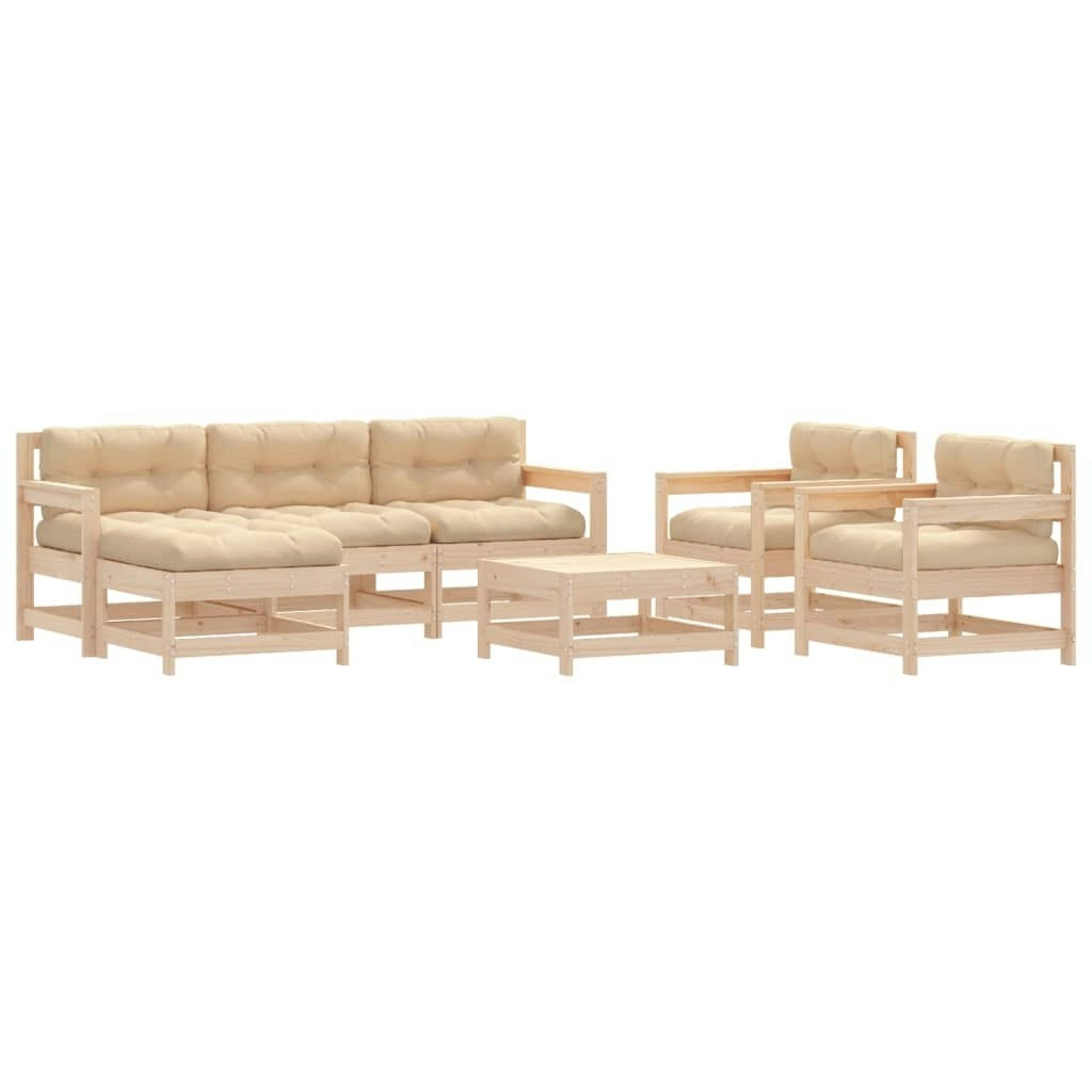 7 Piece Garden Lounge Set with Cushions Solid Wood 3185829