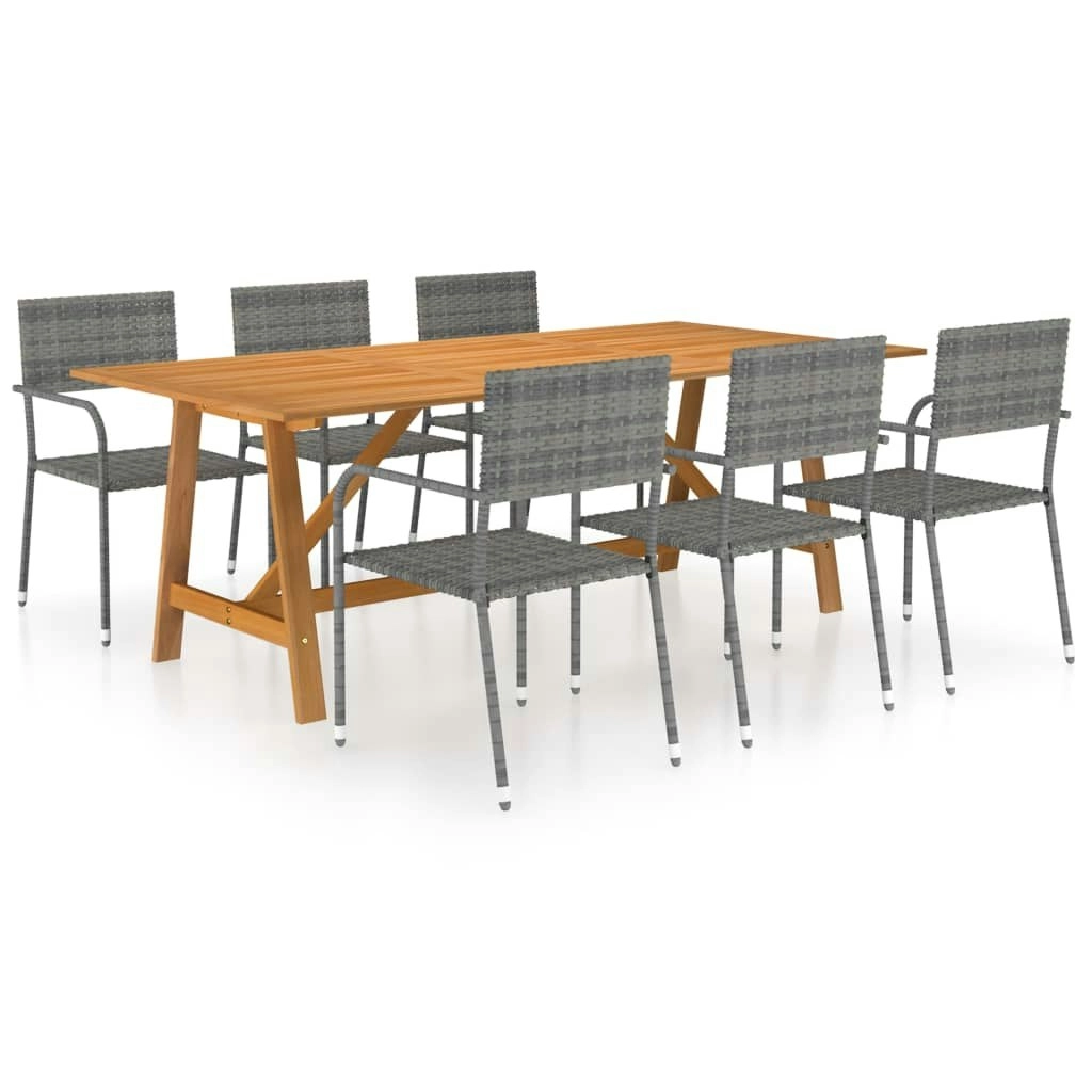 7 Piece Garden Dining Set Grey 3068834