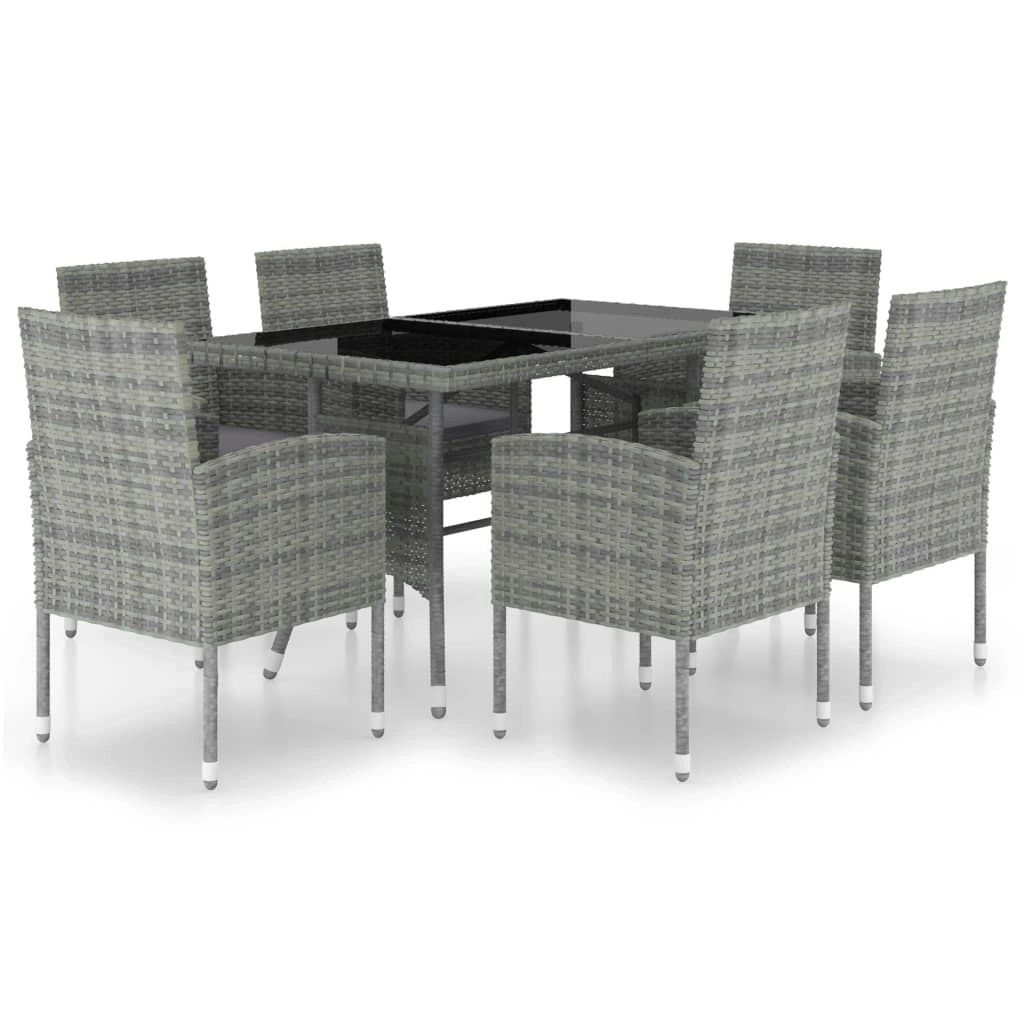 7 Piece Garden Dining Set Poly Rattan Anthracite & Grey 3059421