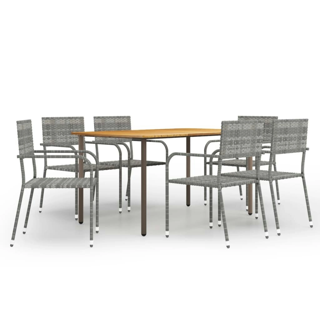 7 Piece Garden Dining Set Poly Rattan Anthracite 3072500