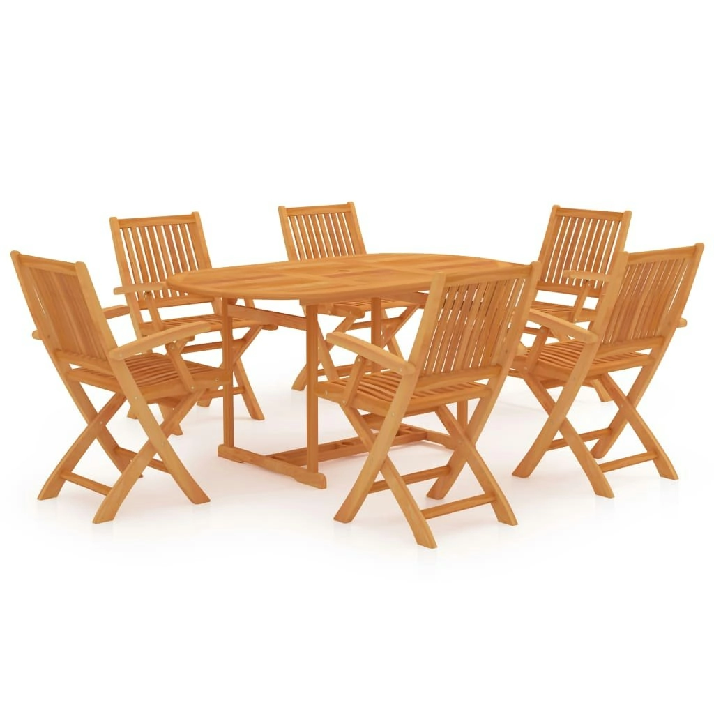 7 Piece Garden Dining Set Solid Teak Wood 3059536