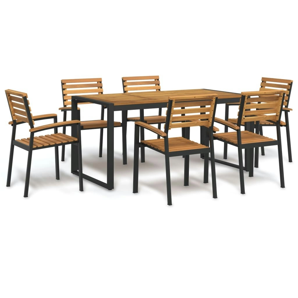 7 Piece Garden Dining Set Solid Wood Acacia and Metal 3155409