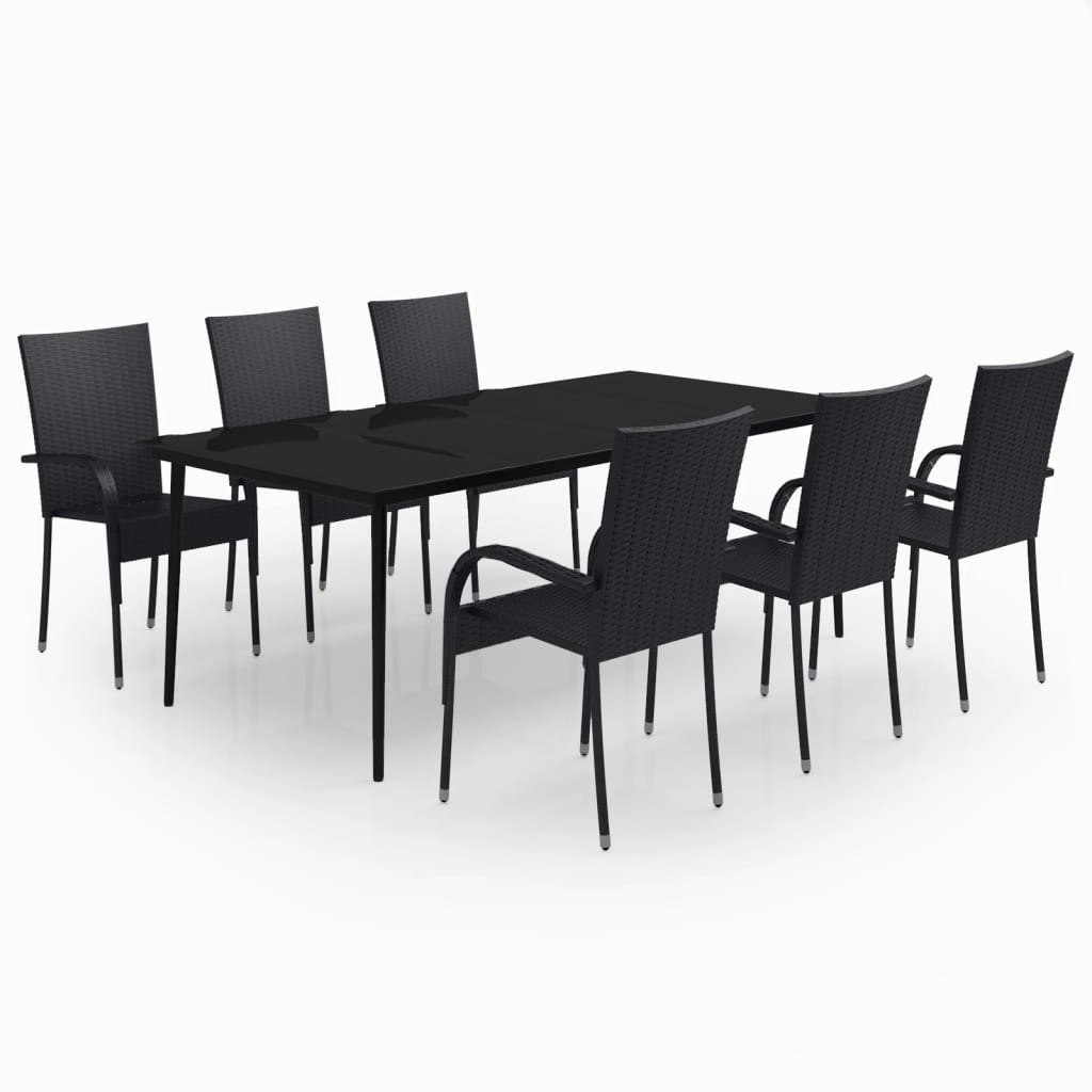 7 Piece Garden Dining Set Black 3099399