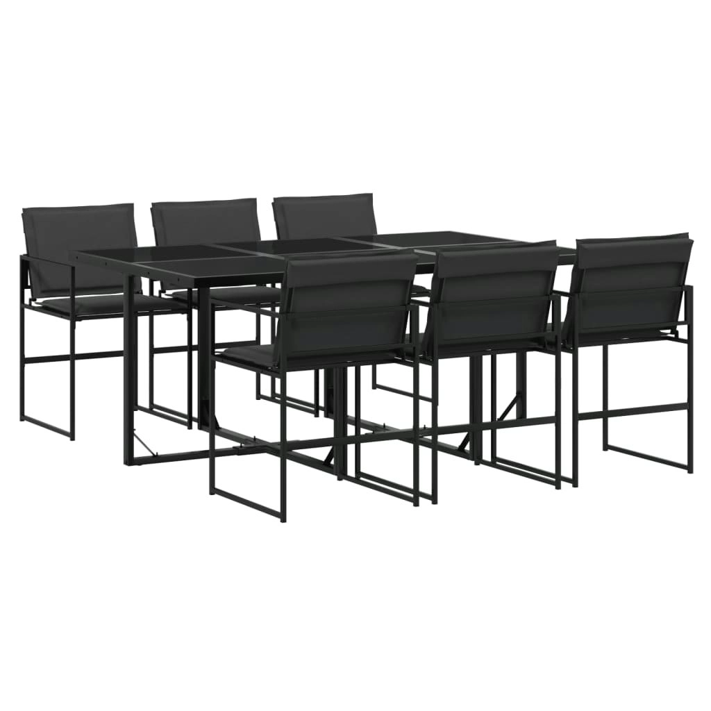 7 Piece Garden Dining Set with Cushions Black Textilene 3295074