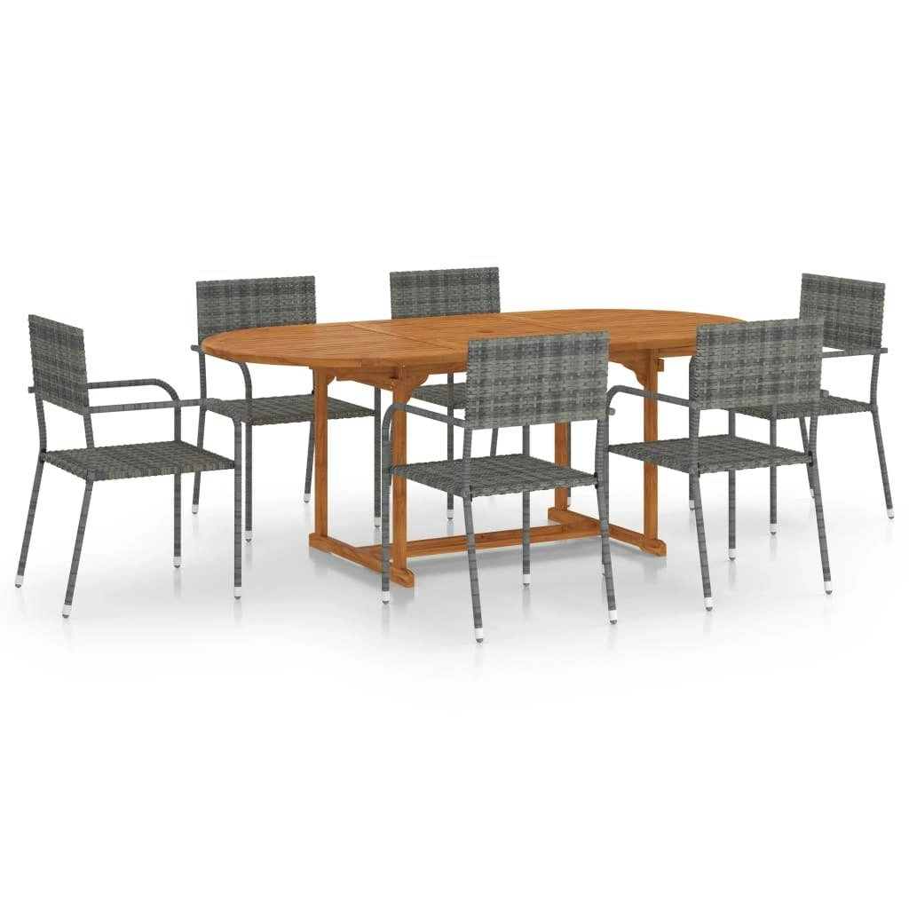 7 Piece Garden Dining Set Poly Rattan Anthracite 3070773