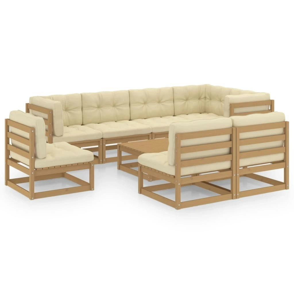 9 Piece Garden Lounge Set with Cushions Solid Pinewood 3076682