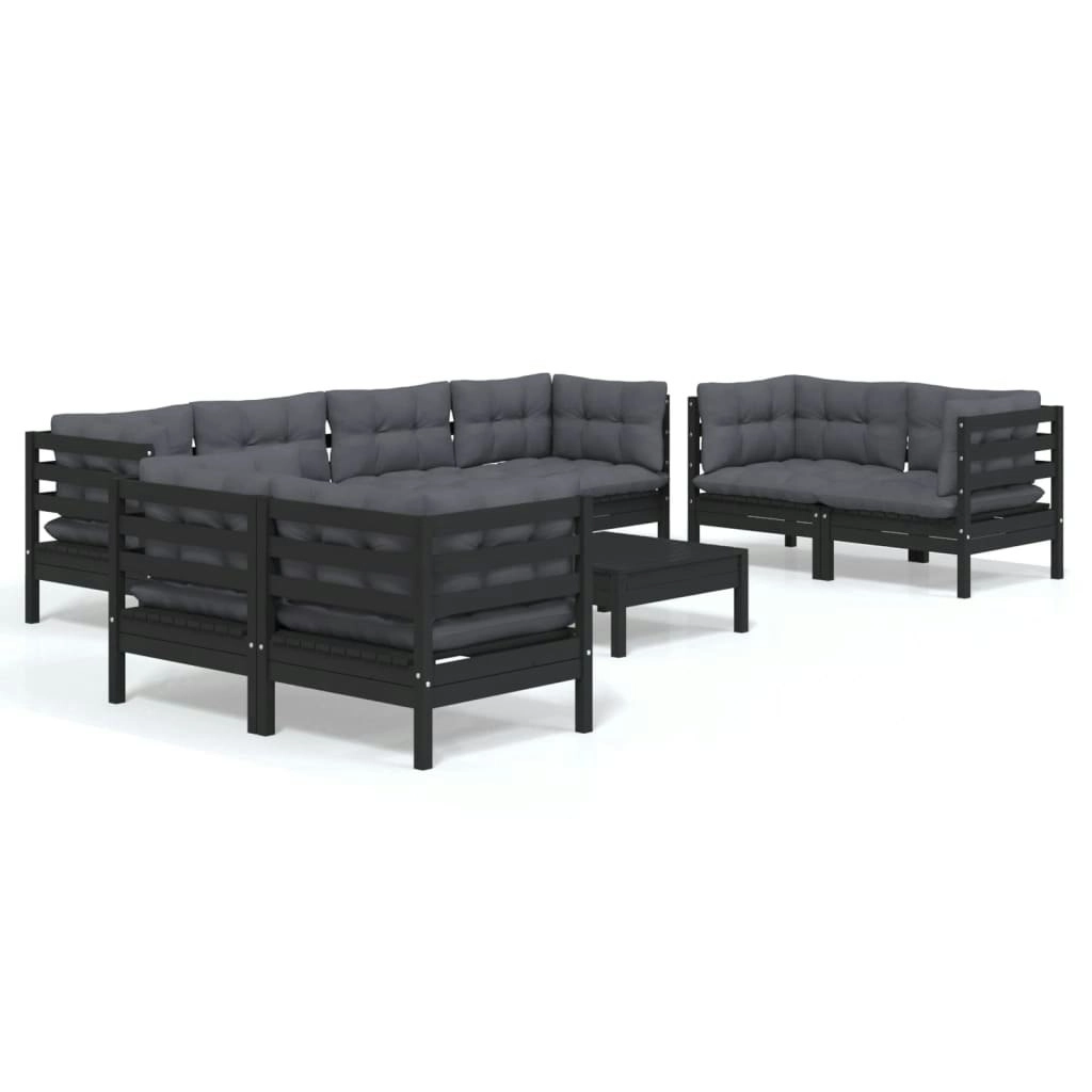 9 Piece Garden Lounge Set with Cushions Solid Pinewood 3096278